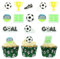 Culpitt Football Sugar Decorations | 32 Edible Cupcake Toppers | Printed Fondant Cake-Decorations, Balls, Boots, Trophy Cups, & Goals - 32 Pack