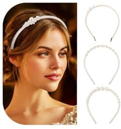 Yean Ensemble serre-tête en perles, accessoires de coiffure pour mariage, pour femme (A Blanc, Taille unique)