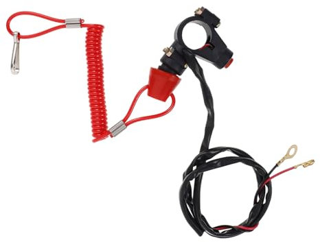 MUELODSIC Interrupteur D'arrêt D'urgence Moteur 2 Fils Pour Quad Atv 49-250cc, Coupe-circuit Au Guidon, Lanière Sécurité Détachable, Adapté Conduite Hors Route
