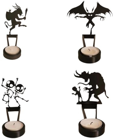 Sxmrmnx Halloween Shadow Candle Holders, Candle Holder Table Decorations, Halloween Shadow Tea Lights, Decorative Candle Holders