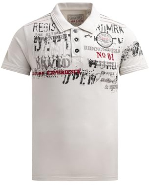 Camp David Herren Kurzarmpolo mit Tapes und Logo-Applikationen Ash, L