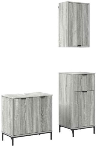 vidaXL Bathroom Furniture Set 3 pcs Grey sonoma 39.5 x 36 x 88 cm,