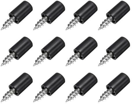 PATIKIL Shelf Support Pegs Self-Tapping Screws Black Sleeve 12 Pcs | Shelf Pins Cabinet Laminate Support,for Kitchen Cupboard Wardrobes Bookcase Wood Shelves Furniture Closet Holder