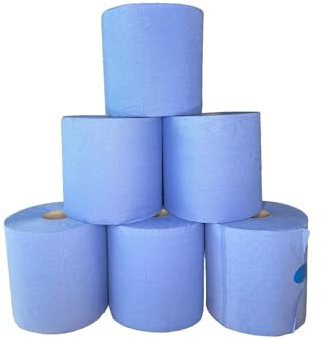 Blue Roll AQUALIS 2-Ply Heavy Duty Centre Feed Paper Towels (6 Pack, 120m Each, 525 Sheets) – Laminated, Strong, Recycled & Absorbent
