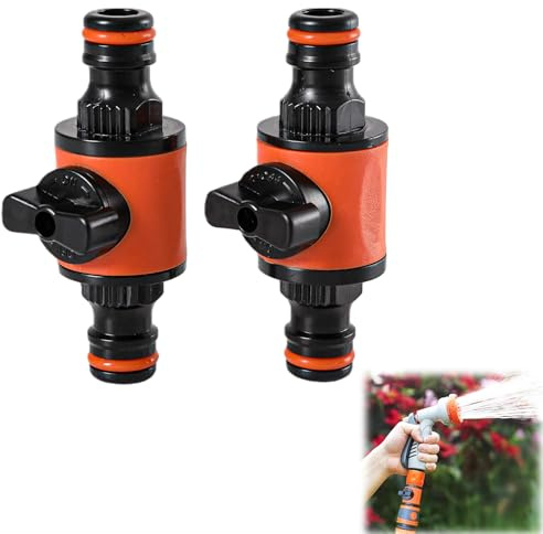 2 Stück für Hozelock-Anschlüsse, Gartenschlauch-Absperrkupplung, Doppelhahndüsenventil, Schnellverbindungskupplung mit Absperrventil, Doppelmännlicher Schlauchanschluss