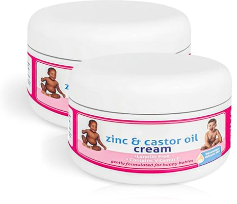Nappy Rash Cream Pack of 2 x 200ml | Zinc & Castor Oil Protective Barrier Cream | Lanolin-Free for Babies