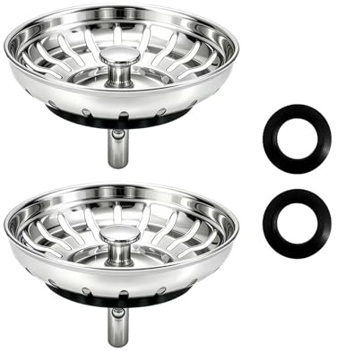 2PCS Bouchon Evier Cuisine 80MM, Filtre Evier Cuisine Et Grille Evier Cuisine, Bonde Evier Cuisine Universelle avec Filtre Anti-Débris, Accessoire Durable pour Lavabo Et Évier