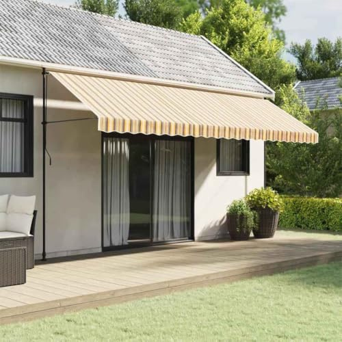 Bucmath Tissu de Remplacement pour Store banne auvent Multicolore 5x3 m en Polyester résistant aux UV pour pergola terrasse Jardin extérieur Patio Balcon