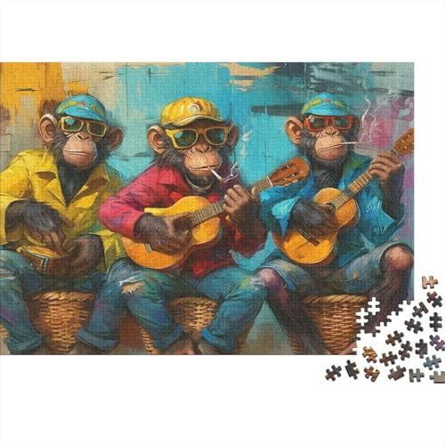 Funky Monkey Band 1000 Teile Puzzle Papier Puzzle für Erwachsene Musik Street Art Stil Familienspiel Puzzle Entspannung Geschenk 70x50cm/1000pcs