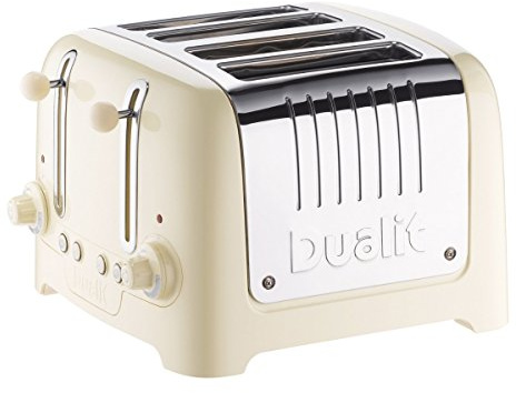 Dualit 46202 4 Slice Lite Toaster | 2kW Toasts 120 Slices an Hour | Polished with High Gloss Cream Trim | Bagel & Defrost Settings | 36mm Wide Slots