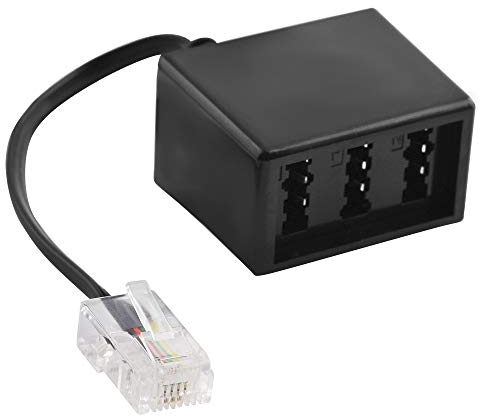 BestPlug 20cm Telefon Fax Kabel Adapter Verteiler Splitter Weiche Verbindungsstück, RJ45 Stecker auf 1 TAE-F Buchse und 2 TAE-N Buchse, Schwarz