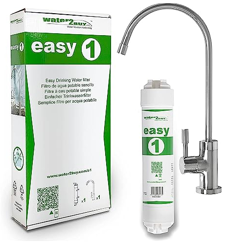 Système de filtre à eau Water2Buy Easy1, fournit 6000 L (1300 Imp. Gal) d'eau propre pendant 6 à 12 mois, certifié NSF/FDS/ISO 9001&14001, robinet de filtre à eau sous évier Easy DIY Kit Modèle:W2BE1B