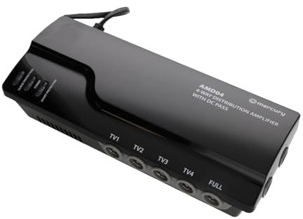 4 Way 4G Ready VHF UHF TV Aerial Distribution Powered Amplifier & DC By-Pass [4 way]