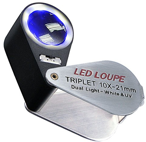 GAIN EXPRESS Mini Folding Jewellers Eye Loupe Schmuck Lupe für Edelsteine Schmuck Rocks Briefmarken Münzen Uhren Hobbys Antiquitäten Edelsteine, Münzen, Briefmarken (10 x + UV Light,6 LED Lights)