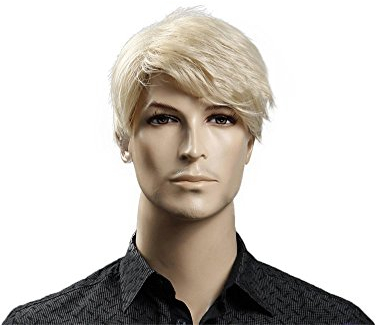 Kalyss 12“ kurze gerade männliche blonde Perücke hitzebeständige synthetische Perücke Haar(Blond)