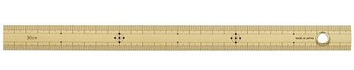 Shinwa Sokutei Bamboo Ruler 30cm (Upper and Lower 1mm Pitch) with Eyelet (71760) (Japan Import)