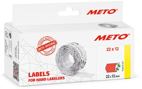 Original Meto Preisauszeichner Etiketten (22x12 mm, 1-Zeilig, 6.000 Stück, fluor rot, wiederablösbar, Preisetiketten für Meto, Contact, Sato, Avery, Tovel, Samark etc.)