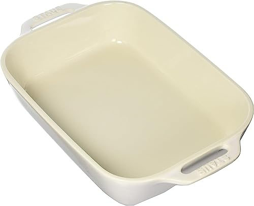 STAUB Rustic Ivory Ceramic Rectangular Baking Dish 26.7 x 19.1 cm