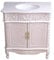 PALAZZO INT Comtesse du Barry Vintage Waschtisch – Französischer Rokoko-Badschrank aus Holz & MDF mit aufgesetzter Marmorplatte, Keramikbecken 40×32×15 cm, Flex-Abfluss & Rückwand, H95×B86×T54 cm
