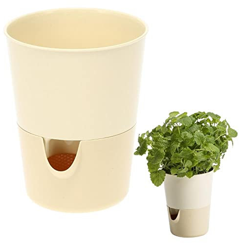 Plastia Kräutertopf Küche Selbstbewässernd hell + dunkel Elfenbein