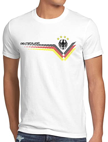 style3 Deutschland WM 2026 Herren T-Shirt Germany Fußball Weltmeisterschaft Trikot Mannschaft, Größe:XL, Farbe:Weiß