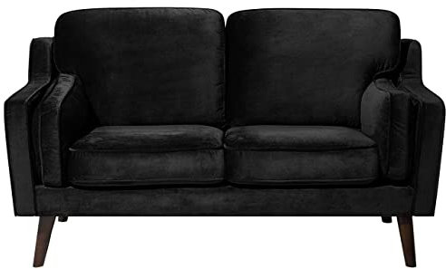 Beliani Trendy Sofa aus Samtstoff in Schwarz Couch 2-Sitzer Lokka