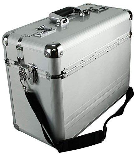 Aktenkoffer Umhänge Gurt Alukoffer Pilotenkoffer Alu Koffer Silber 46cm Bowatex
