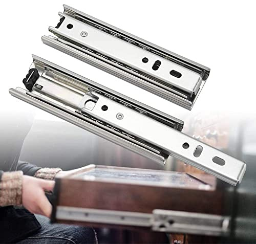 2pcs 5in Metal Drawer Slides 3 Section Ball Bearing Telescopic Drawer Slides Side Mount Full Extension Cabinets Closets Runners Slider Guide Rail
