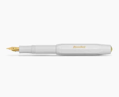 Kaweco Sport Classic Fountain Pen White, Fine Nib with Kaweco Sport Octagonal Clip Gold