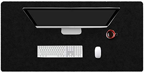 Insun Tapis de Souris en Feutre 2mm D'épaisseur Antidérapant Tapis de Bureau pour Les Jeux et Sous-main Bureau Noir 60x40cm