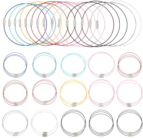 PH PandaHall 45pcs 22cm Memory Wire Armband, 15-Farben Stahldraht Schnur Armband mit Schraube Verschluss Halskette Choker für Armreif Armband Schmuck DIY Handwerk Herstellung