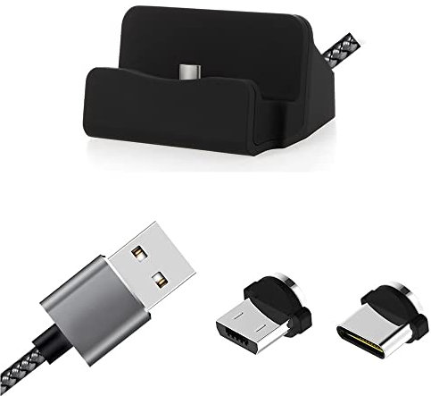 K-S-Trade Caricabatterie per Cubot King Kong 3 Alta qualità Docking Station Stazione E Supporto di Ricarica Caricatore Sincronizzazione Compatibile con Cubot King Kong 3 Collegamento Magnetico con