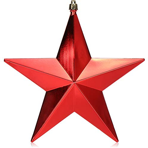 com-four® Deko Weihnachtsstern-Aufhänger - Fensterschmuck, Türdeko für Weihnachten - Christbaumschmuck Hänger Stern - 20 cm zum Anhängen - Weihnachtsdeko roter Stern