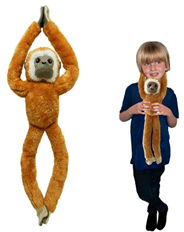 Deluxebase EcoBuddiez Tree Huggers - Gibbon from 72cm Hanging Soft Toy made from Recycled Plastic Bottles. Eco-friendly soft and cuddly plush toy and perfect cuddly gift for kids.