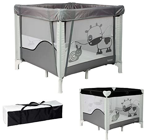 Looping - Faltbarer Laufstall 90 x 90 cm Black Emotion | mit Erhöhung und verstellbar auf 2 Ebenen, inklusive Transporttasche | für Babys & Kinder bis 15 kg