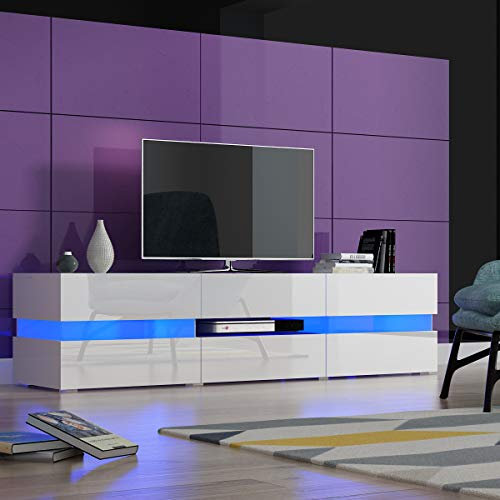Panana 69inch TV Stand Television Stands TV Console Unit 2 Doors Two drawers Storage Cabinets With RGB LED Lighted for TVs up to 70,75Inches