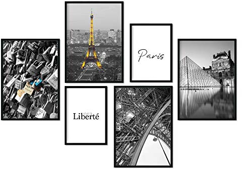 Premium Poster Set | Deko Bilder Wohnzimmer Modern | Schlafzimmer Bild für die Wand | (Paris-Love, A4 | A5)