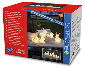 Konstsmide, 40 warm weiße Dioden LED Acryl Hasen Set, Kunststoff, 5er