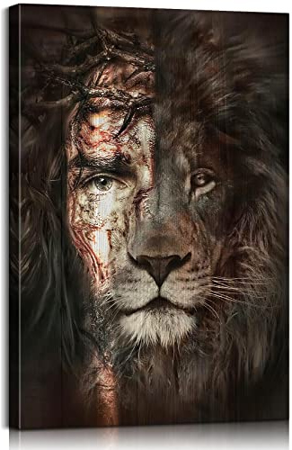 Religiöser Jesus Löwe Wandkunst Christliche Kunst Jesus und Löwengesicht Poster