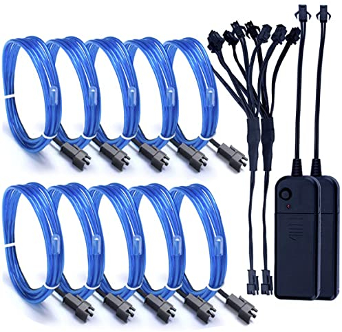 Sunboia EL Draht, 2 Stück Lichtschlauch, 1,5 x 1 m, Neonlicht, leuchtend, Stroboskop, Tanzparty, Kostüm, Dekoration, Licht mit Controller für Innen- und Außendekorationen, blau