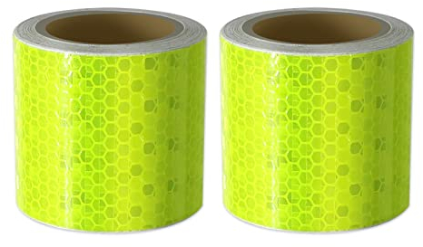Xrkuu Green Reflective Safety Tape, 2 Rolls 3M x 5CM No Residue Reflector Tape Self-Adhesive Security Marking Tape Safety Warning for Trucks Bikes Baby Strollers Helmets