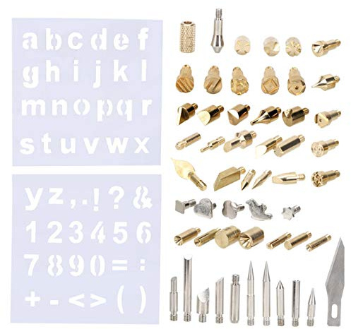Estink Brandmalerei-Set 57tlg | Lötkolben, 57 Spitzen, Kupfer, für Holz, 2 Graviertafeln