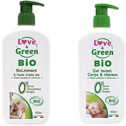 Love & Green Bioliniment Bio 500 ML+Gel Lavant Corps/Cheveux Bio 0% 500 ML