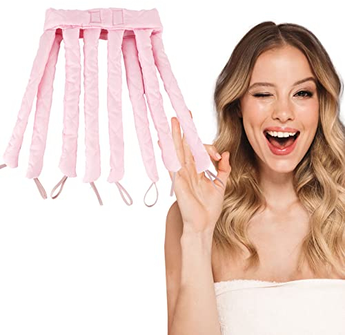 Heatless Lockenwickler Octopus für große Locken, DIY Haarstyling Tools für langes und mittellanges Haar über Nacht (Rosa)