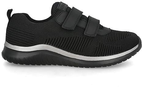 PAYMA - Zapatillas Sneakers Deportivas Mujer. Tela Malla Transpirable. Memory Foam. Tenis Gimnasio, Deporte, Casual y Caminar. Cierre Contacto. Color: Negro Cierre Contacto. Talla: EU 36