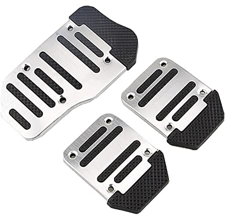 Auto Pedal Set Aluminium Anti Rutsch Auto Gaspedal und Brems Pedal abdeckung (Silber)