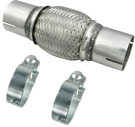 Ø 50mm / 2 Edelstahl Flexrohr in Interlock Bauweise mit Schellen Abgasanlage Auspuff 100/200mm