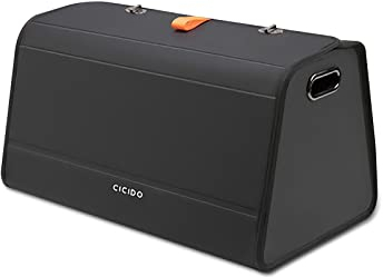 Ergocar Kofferraum Organizer, PU-Leder Autotasche Auto Kofferraum Box mit Deckel, Zusammenklappbarer Aufbewahrungsbox mit Fächern, Wasserfeste Langlebig, Rutschfester Boden, 180° Öffnung