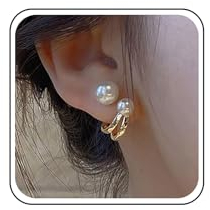 Inilbran Boho Perlen Creolen Wickelohrringe Vintage Perlenohrringe Gold Perlen Wickel Ohrstecker Minimalistische Perlen Creolen Ohrringe Schmuck für Frauen und Mädchen