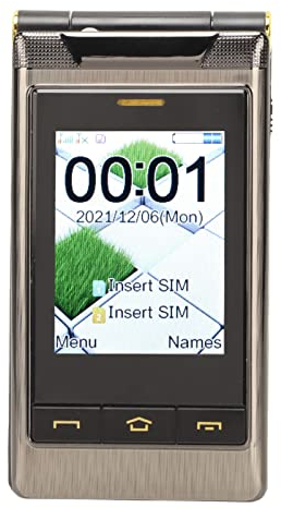Senioren-Klapptelefon, entsperrtes 3G-Dual-SIM-Senioren-Klapphandy mit 3-Zoll-Doppelbildschirm, großer Taste, SOS-Taste, hoher Lautstärke und 5900-mAh, einfaches Handy für Senioren(Trüben)